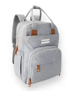 Poppie & Ma Diaper Bag Backpack | Water Resistant and Durable | Multifunction Travel Backpack for Mom and Dad | Gray