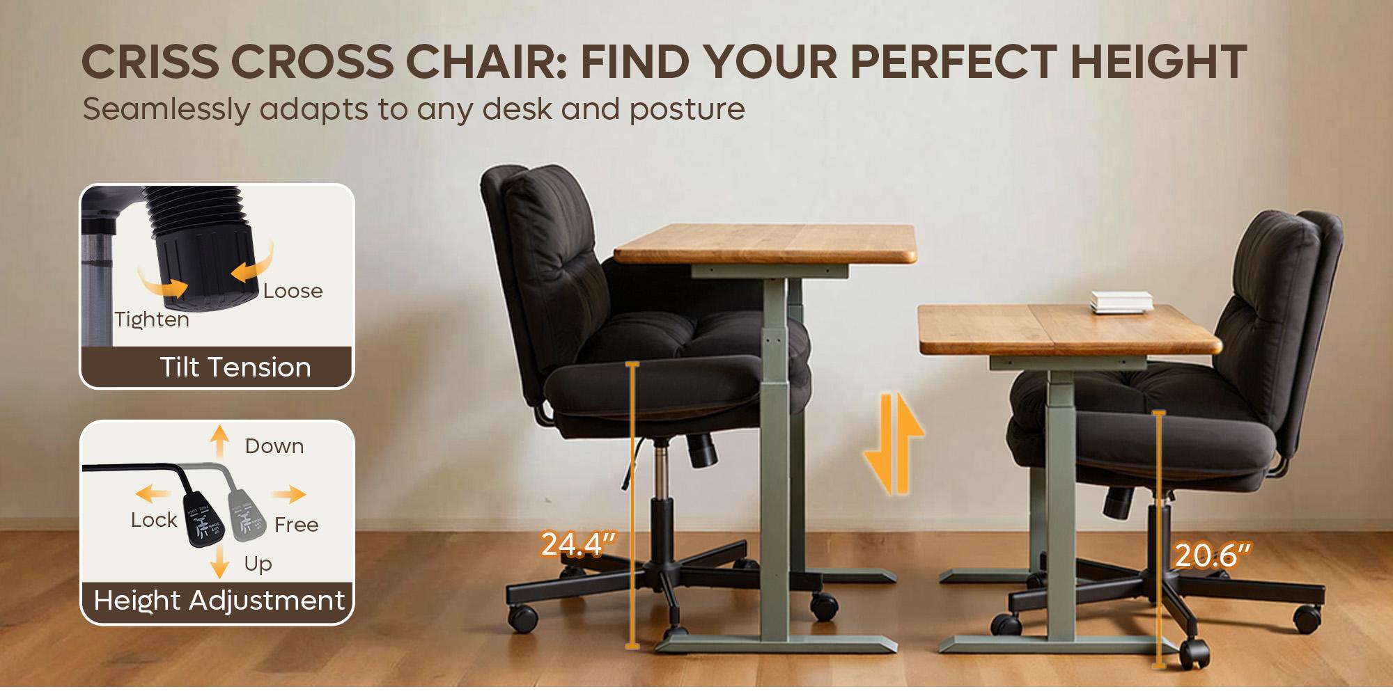 Ergonomic Cross-Legged Office Chair with Flip-Up Arms, Swivel Wheels & Adjustable Backrest for Computer Office Desk Ergonomic Cross-Legged Office Chair with Flip-Up Arms, Swivel Wheels & Adjustable Backrest for Computer Office Desk