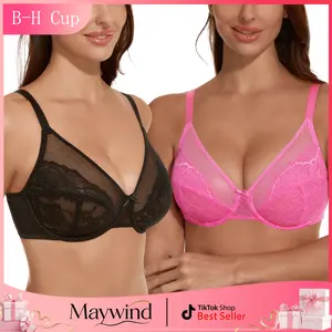 [Maywind] Two piece set Minimizer Brasfor Women Enchante Full Coverage Underwire Bras PlusSize Lifting Floral Lace Brafor Heavy Breast 38DD Size Comfortable Stylish Fitire Style Womenswear BreathableSheer Basic Solid Everyday Valentine's Day gift