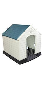 Bonnlo Plastic Dog House, Pet Dog Kennel Water Resistant for Small Medium Sized Dogs with Door, Indoor & Outdoor Use (32.7" H)