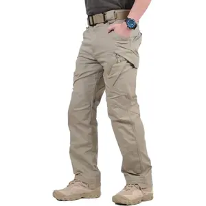 Men's Tactical Multi-Pocket Cargo Pants - Functional Outdoor Work Trousers with Zip Pockets & Elastic Waist