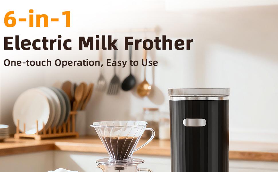 Milk Frother, 6-in-1 Electric Milk Steamer, 8.5oz/250ml Automatic Warm and Cold Foam Maker and Milk Warmer for Latte, Cappuccinos, Macchiato, From the Makers of Instant 400W, White