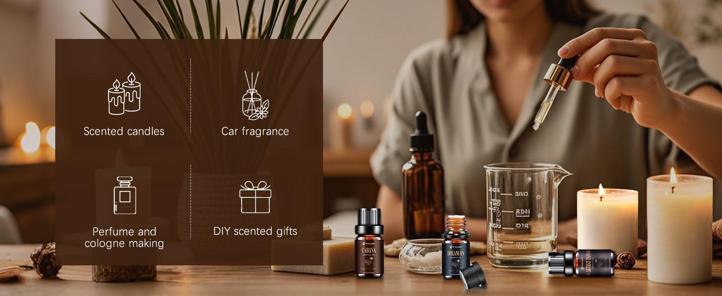 Essential Oil Collection 6x0.34 Fl oz for Diffuser Soap Candle Making Aromatherapy Perfume Fragrance Oil Set Premium Oils for Hotel Relax Men Clean Sleep