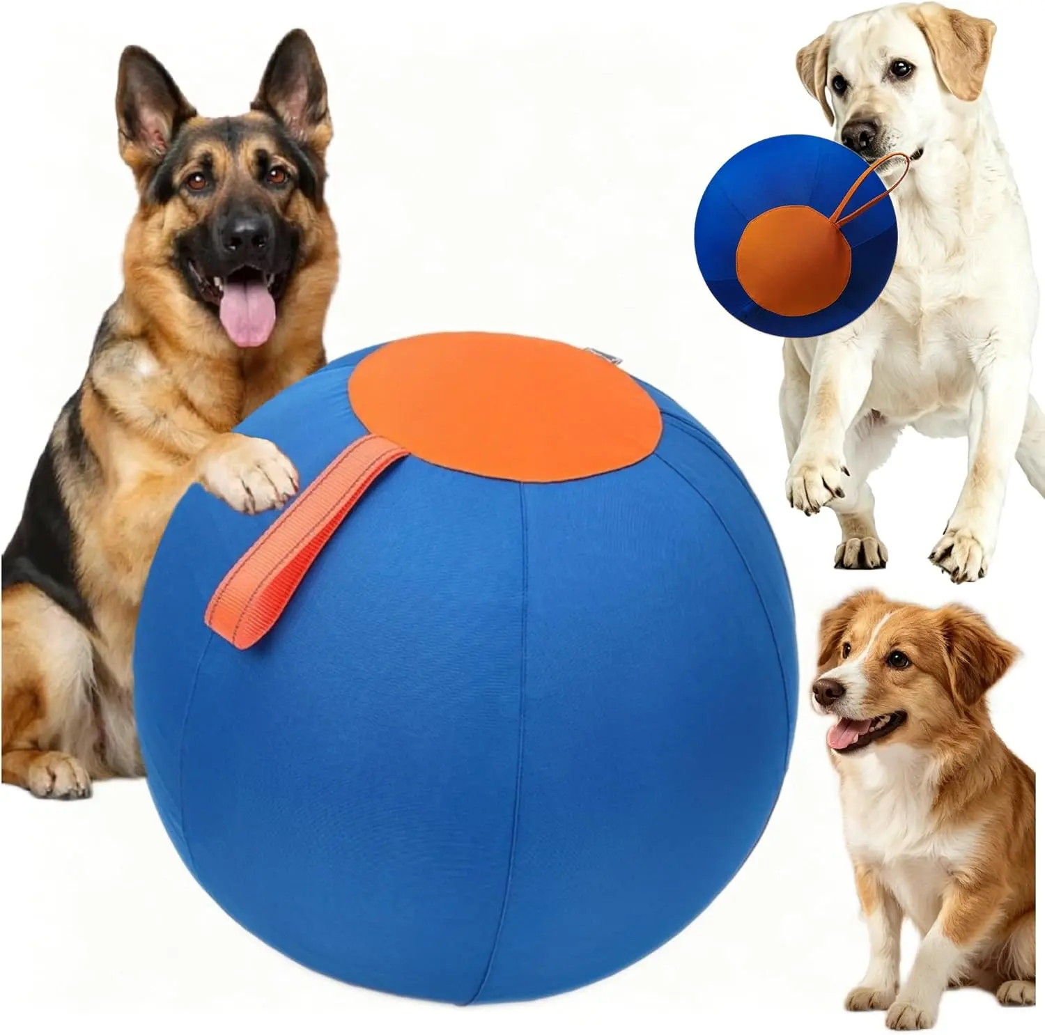 Giant Inflatable Double-Stitch Herding Ball for Medium-Large Dogs, Ideal for Supervised Outdoor Push & Chase Games, Energy Release Daily Exercise Toy & Cute Birthday Gift for Energetic Pups
