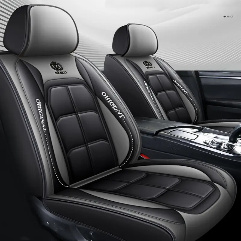 2-Pieces Leather-Look Style Car Seat Covers, Seat Protectors with Easy On/Off Keeps Upkeep Simple, Durable Comfortable Universal Vehicle Accessory for All Cars, Auto Interior Accessory