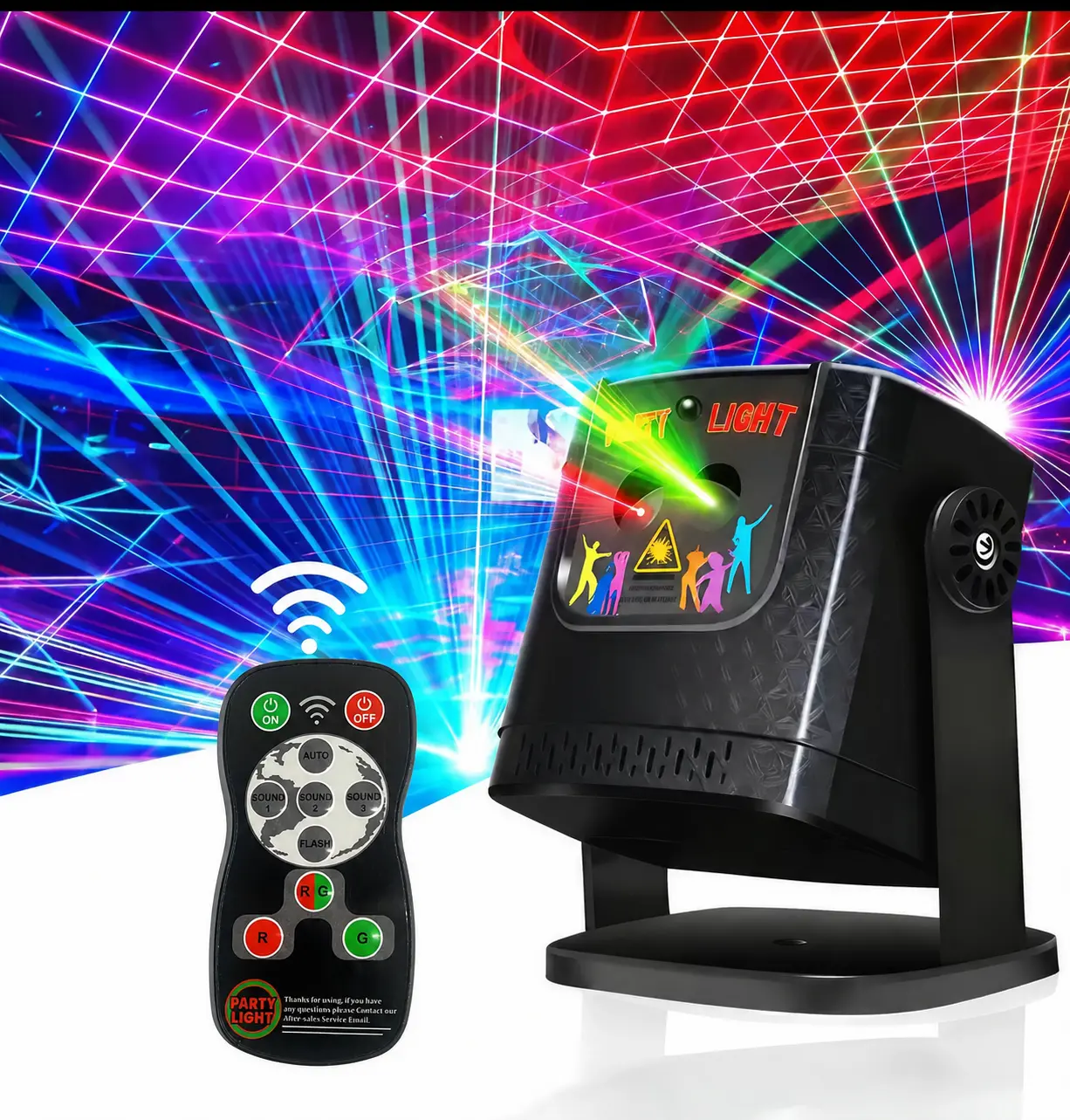Mini RGB Party Disco Light - Adjustable Remote Control Sound-Activated Projector, Indoor Use Party Decorations, Ideal for Bars, Weddings, Birthdays