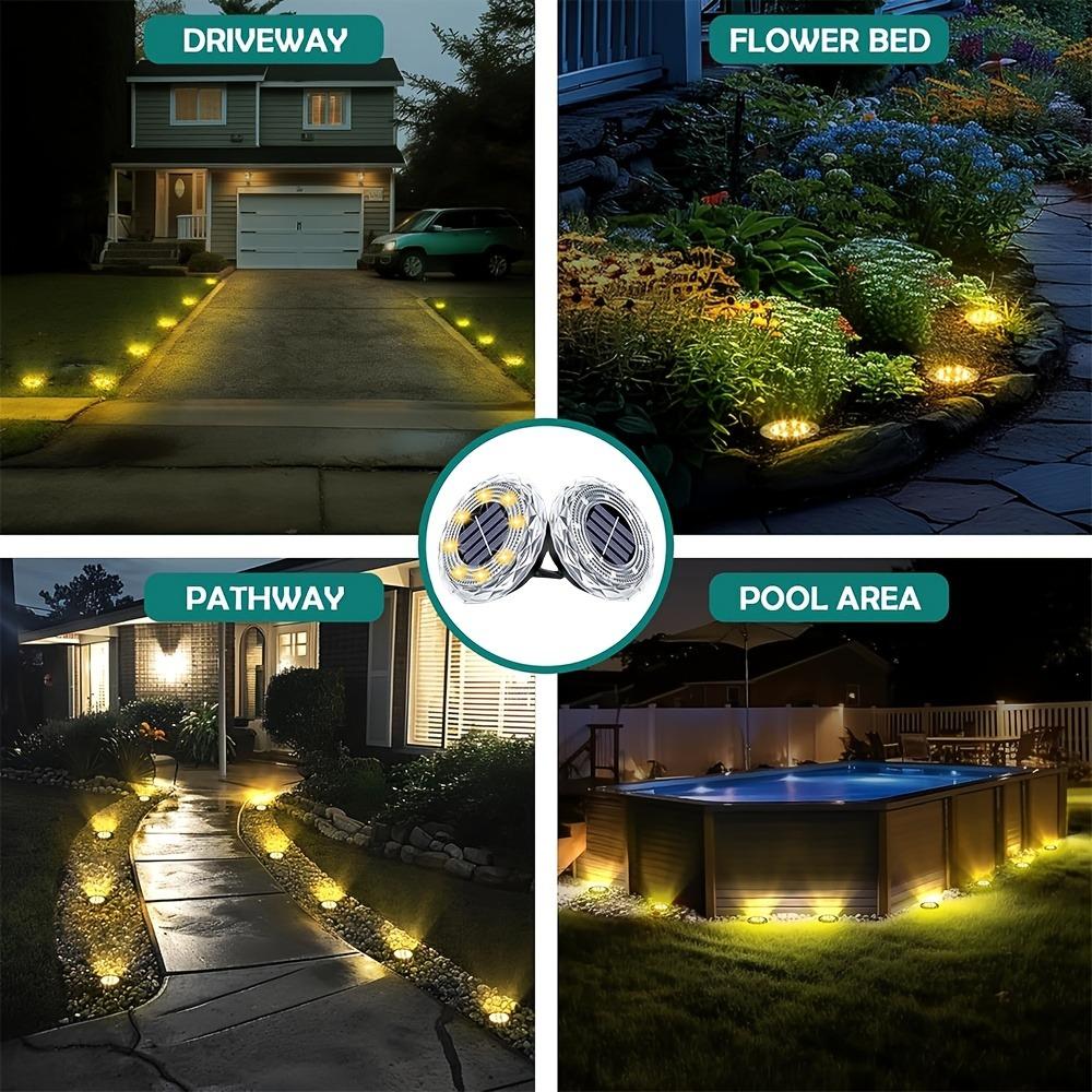 Solar Ground Lights 6PCS 8LED IP44 Waterproof Mini Solar Outdoor Powered Lights for Lawn Christmas Party Street Courtyard Garden Paths Walkways Lanes Solar Landscape Lighting