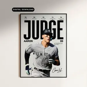 Aaron Judge Poster | New York Yankees Wall Art | MLB Baseball Print | Sports Room Decor | (Unframed)