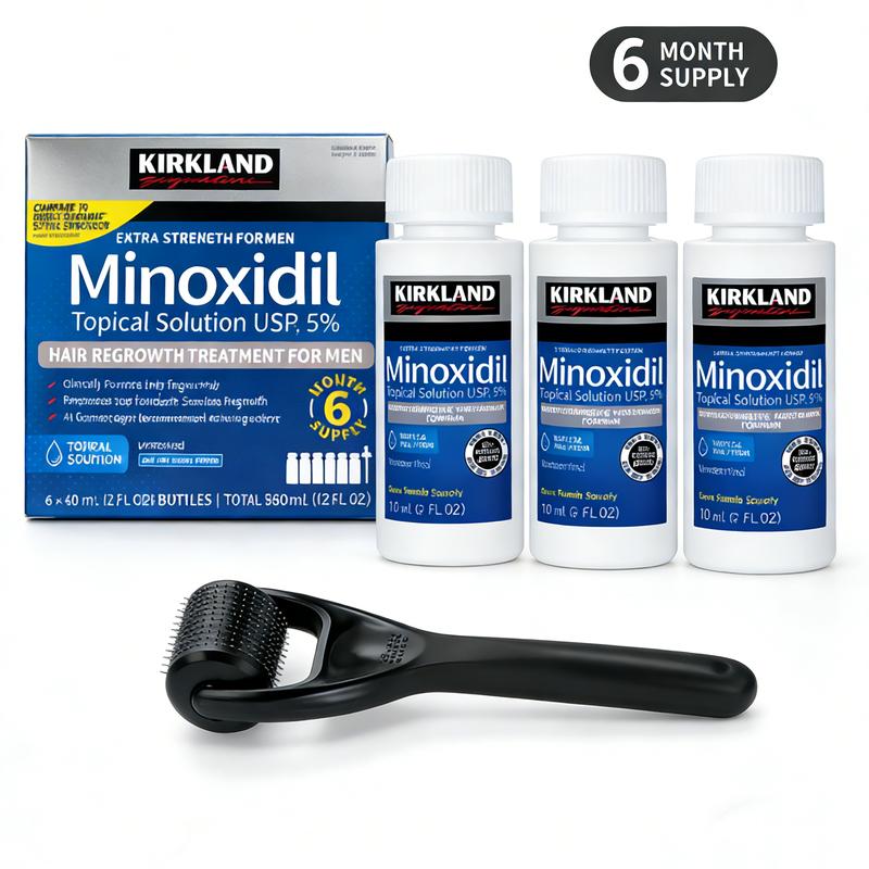 Kirkland Minoxidil Hair & Beard Growth Kit -Anti Hair LossTreatment with Dropper &Derma Roller