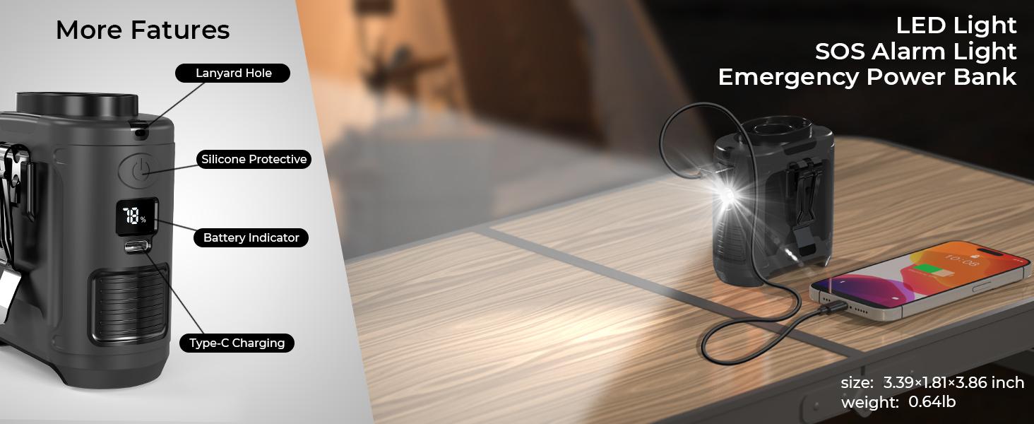 Portable Fan, USB Rechargeable Waist Fan with Clip & Power Bank, Personal Cooling Fan for Outdoor Travel Camping & Summer Soccer 2026