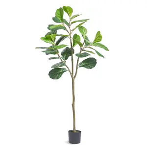 【Summervibes】VEVOR Artificial Fiddle Leaf Fig Tree,  5 FT, Secure PE Material & Anti-Tip Tilt Protection Low-Maintenance Faux Plant, Lifelike Green Fake Potted Tree for Home Office Warehouse Decor Indoor Outdoor Decorative Fruit