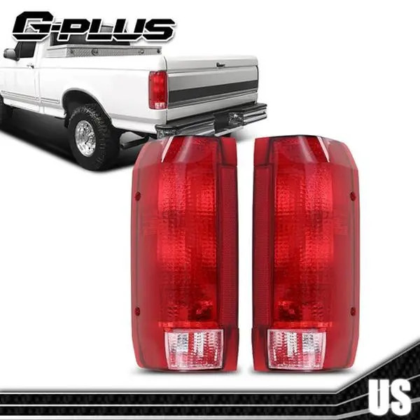 G-PLUS Replacement Tail Lights - Left/Right Pair Set for 90-96 Ford F150, F250, F350, Bronco - Automotive Car Lighting Accessory
