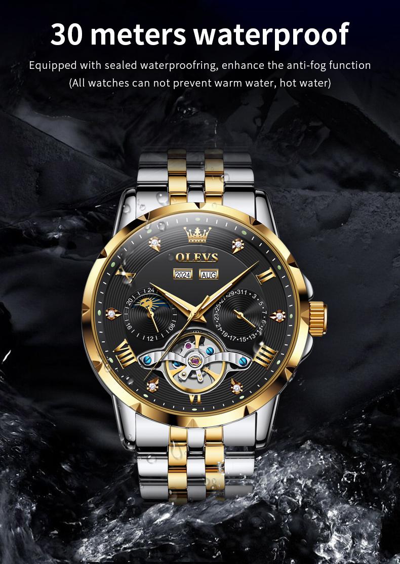 Genuine high-grade hollow design multi-function dial men's watch OLEVS brand flagship new trend luminous waterproof automatic mechanical watch 6701