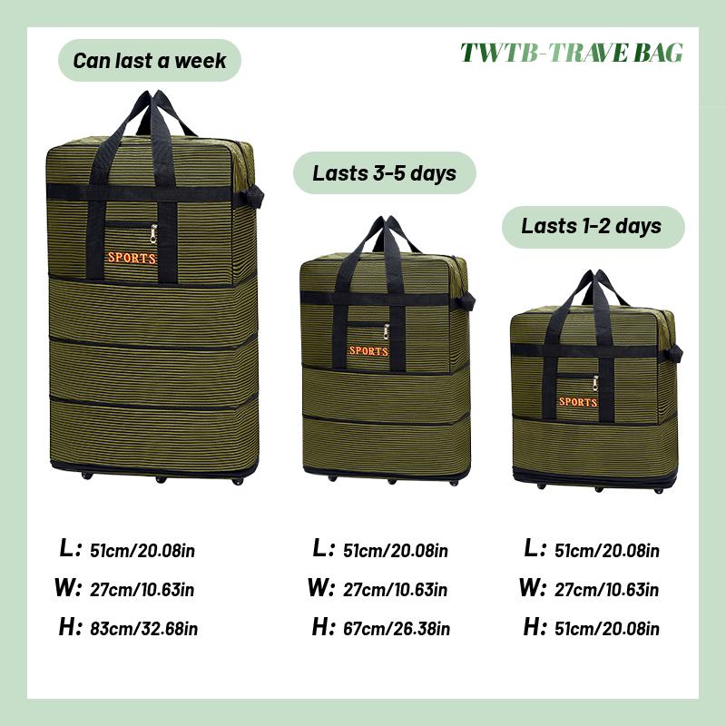 Expandable Travel Bag with Wheels, 100L Lightweight Foldable Luggage, Large Capacity Rolling Duffel Bag, Expandable Suitcase for Airplane Travel, Moving, Weekend Trips