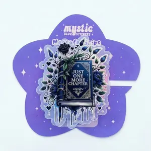 Just One More Chapter Magnetic Phone Grip – Blue Floral Book Stack, Dark Academia Kindle Holder, Aesthetic Reading Accessory for Fantasy Lovers.