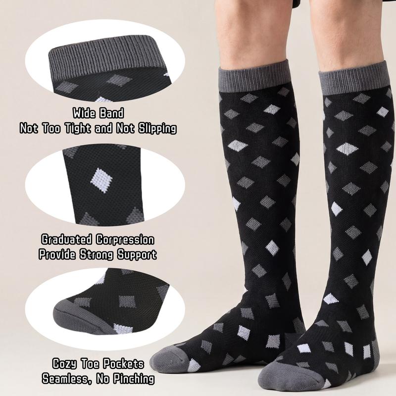 MhzyCaus 6 Pairs Compression Socks for Men and Women Calf Length Made for Sports Work Travel with Breathable Quick Dry Anti Odor Fabric for Daily Comfort