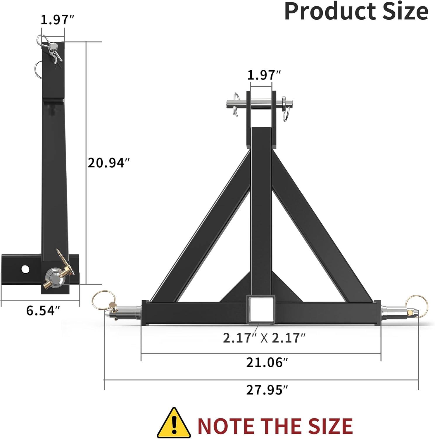 YITAMOTOR 3 Point 2" Receiver Trailer Hitch Heavy Duty Drawbar Adapter Category 1 Tractor Tow Compatible for Kubota, BX, LM25H, WLM Tractor, NorTrac, Yanmar, Kioti, Cat, John Deere