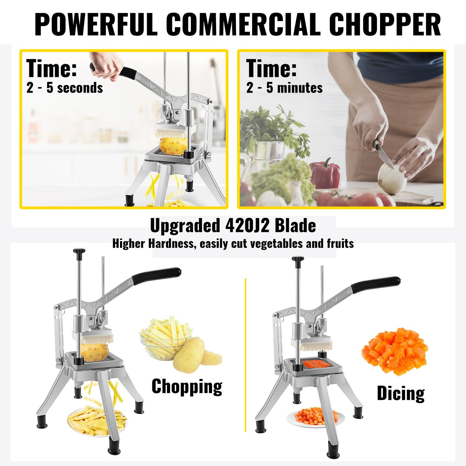 VEVOR Commercial Chopper with 4 Replacement Blades Commercial Vegetable Chopper Stainless Steel French Fry Cutter Potato Dicer&Slicer Commercial Vegetable Fruit Chopper for Restaurants & Home Kitchen，food chopper