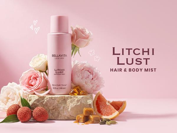 Bellavita Luxury Litchi Lust Hair & Body Mist for Women Sweet Fruity Body Spray Refreshing Hair and Body Mist Lightweight Alcohol-Free Perfume for Women 240 ML 8.12 fl oz