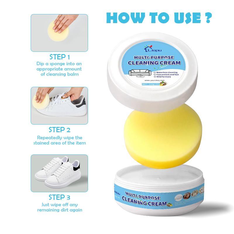 White Shoe Paste Cleaning Kit - Sneaker Stain Remover Paste - No-Rinse Formula with Sponge - Footwear, Comfort   maintainance Home CaNo-rinse cleaningre Multifunctional cleaning