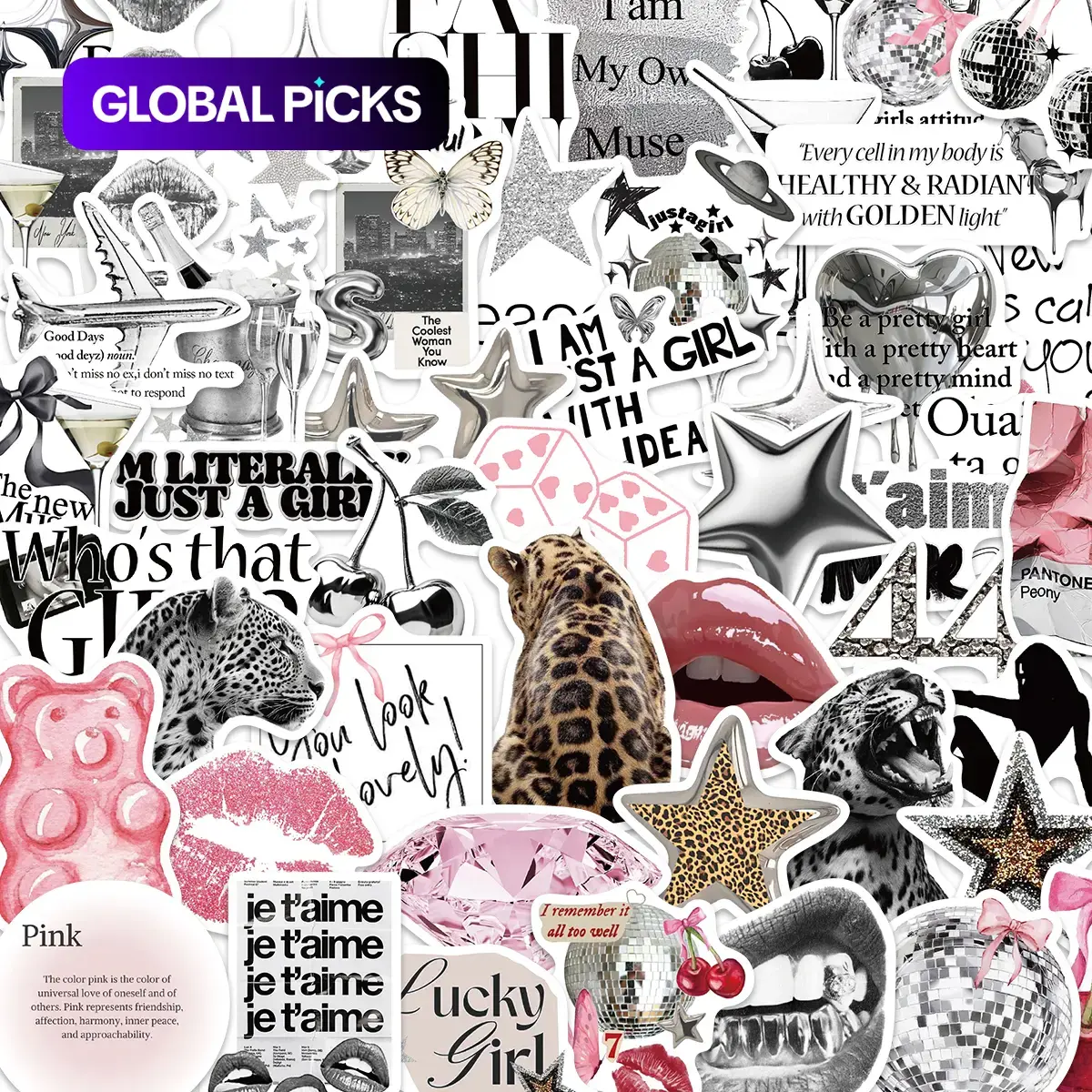 50 Silver-Colored Butterfly Stickers, Custom Creative Decorative Stickers for Students, Room, Thermos, Smartphone, Notebook and DIY Wall Decals, Decal Set #GLOBAL PICKS