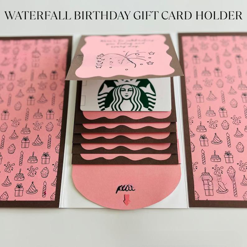 Handmade Waterfall Christmas Gift Card Booklet,Christmas Card Album - Gift Card Holder, Perfect Christmas Gift for Family & Friends, Flip Rotating Card Album, Suitable for Parties & Gatherings-MM