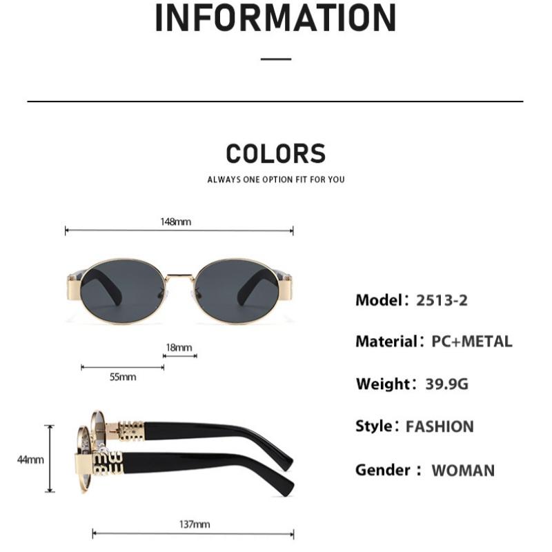 2026 Trendy European & American Round Sunglasses - Women’s Metal Logo Detail Shades with UV Protection (Retro Streetwear Pick)