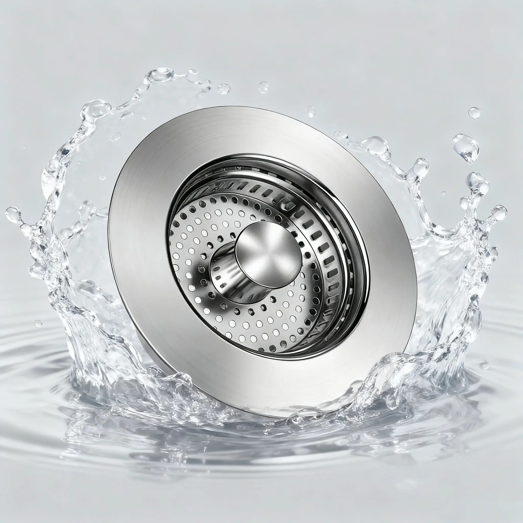 All Metal Kitchen Sink Strainer Stopper Combo, Stainless Steel Kitchen Sink Filter Sink Universal Sink Bounce Core Drainer kitchen sink Stainless Steel sink drain Sink Drain Strainer 3-in-1, drain hole ,removable stainless steel filter basket