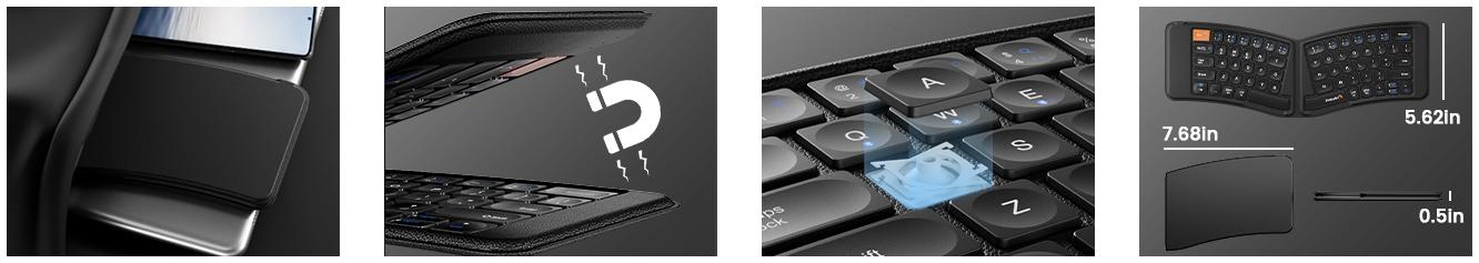 ProtoArc Ergonomic Foldable Keyboard, XK03 Split Folding Travel Bluetooth Keyboard, Ultra Slim, Portable for iPad, iPhone, Tablet, Laptop, PC ProtoArc Ergonomic Foldable Keyboard, XK03 Split Folding Travel Bluetooth Keyboard, Ultra Slim, Portable for iPad, iPhone, Tablet, Laptop, PC