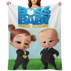 Soft Funny Throw Blanket The Boss Baby 1pc Flannel Blanket Design, Tear-Resistant, All-Season Cozy Throw for Home, Camping, Travel - Perfect Gift for Family & birthday gift