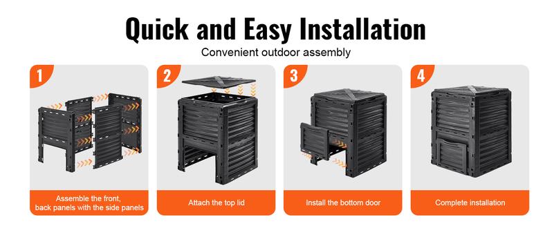 VEVOR Garden Compost Bin 80 Gal, TikTokShopBlackFriday, BPA Free Composter, Large Capacity Outdoor Composting Bin with Top Lid and Bottom Door, Easy Assembling, Lightweight, Fast Creation of Fertile Soil