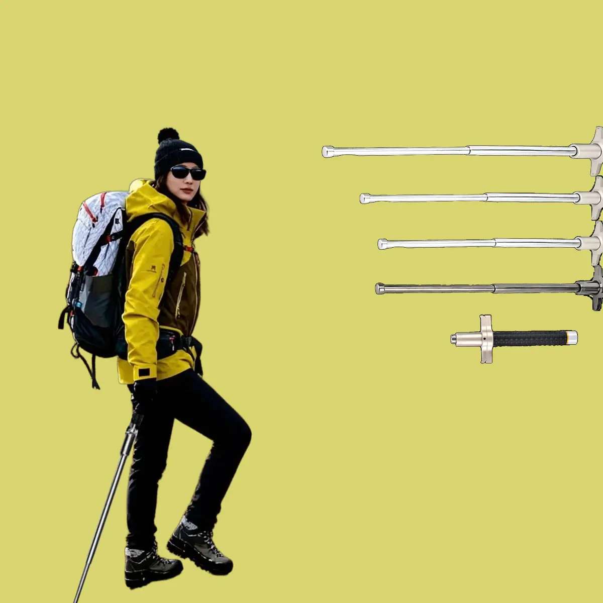 multifunctional trekking pole Premium Alloy Steel Walking Poles Set - Compact Foldable Design with Cushioned Handles trekking telescopic stick Telescopic Multifunctional Trekking Pole collapsible poles survival hiking stick outdoor trip
