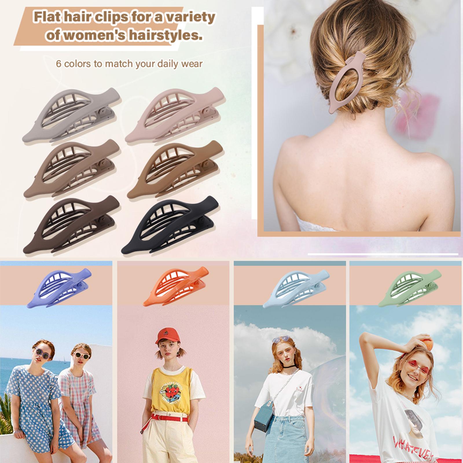 AWAYTR Flat Claw Clips Elegant French Concord Hair Clips Side Slide Duckbill Clips for Women Girls Strong Hold No Slip Grip Thick or Thin Hair 6Pcs/Set TikTokShopBlackFriday Hair Pin