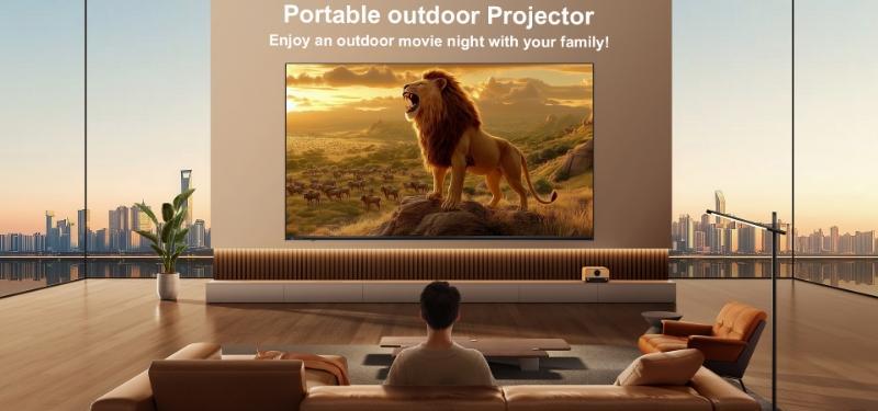 Mini Projector with WiFi & Bluetooth, 4K Supported Portable Movie Projector, Manual Focus, 210° Rotation, 130'' Large Screen Smart Projector, Compatible with HDMI/Phone/TV Stick, for Bedroom & Outdoor Use and Bluetooth Projector