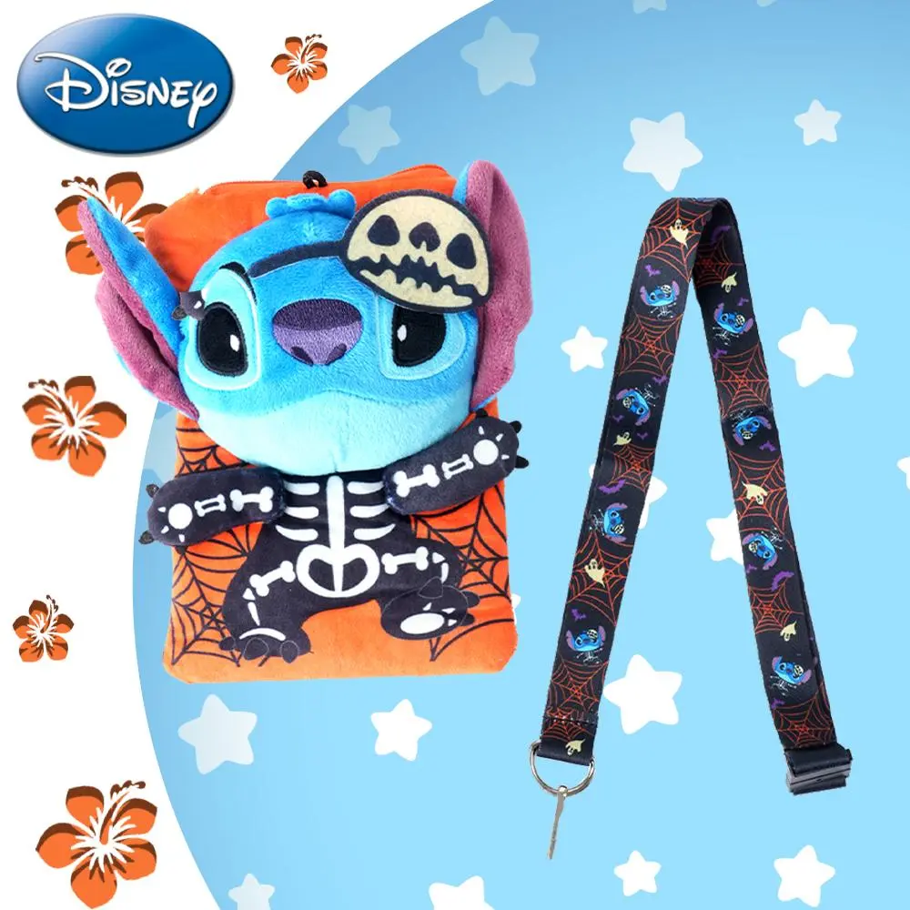 Stitch Officially Licensed Plush Portable Lanyard Bag Plush Travel Document Holders Plush Passport Card Holder Theme Park Accessories 1Pc Disney