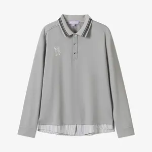 Men's Long Sleeve Layered Polo - Grey