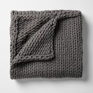 50"x70" Oversized Solid Bed Throw Dark Gray - Casaluna