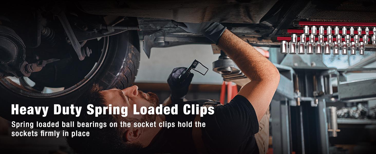 #JumpstartSale WORKPRO Magnetic Socket Organizer, Drive Aluminum Alloy Socket Rail, Heavy Duty Socket Holder, Socket Rack Kit