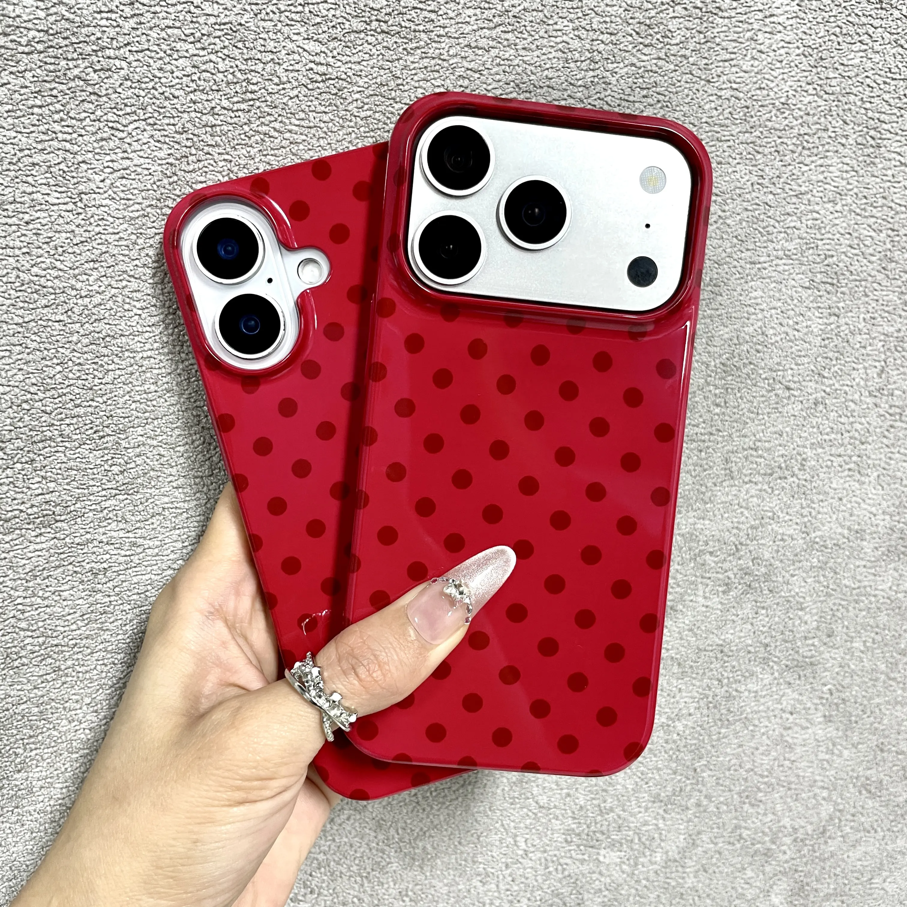 Red Polka Dot Stylish Phone Case for iPhone 17, 16, 15, 14, 13, Pro Max, 16 Plus, 15 Plus - Drop-Resistant, Shock-Resistant, Ideal Gift Choice