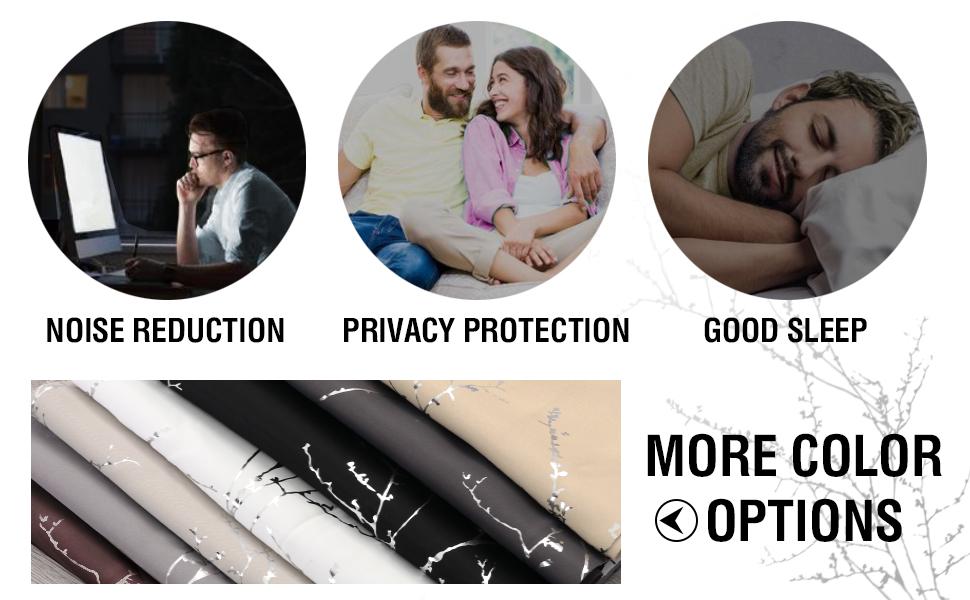 H.VERSAILTEX Blackout Curtains 2 Panels for Bedroom Foil Print Twig Tree Branch Thermal Insulated Grommet Curtain Drapes Light Blocking Thick Soft Window Curtains for Living