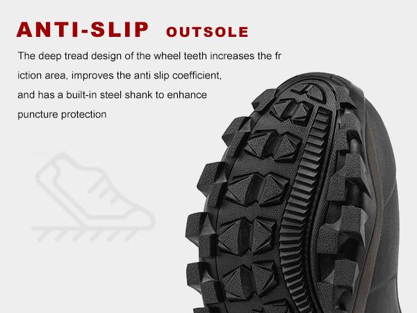 Trudave Rubber Boots for Men & Women, Waterproof Insulated Work Rain Boots, Anti-slip Outdoor Mud Boots for Working, Hunting, Fishing Shoe Rainproof Black Footwear Closed Dry