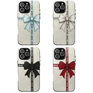 Custom Name Coquette Bow Phone Case, Personalized Valentine's Day Ribbon Gift for Her, Aesthetic Wrapping Paper Design Phone Cover, Chic Love Text