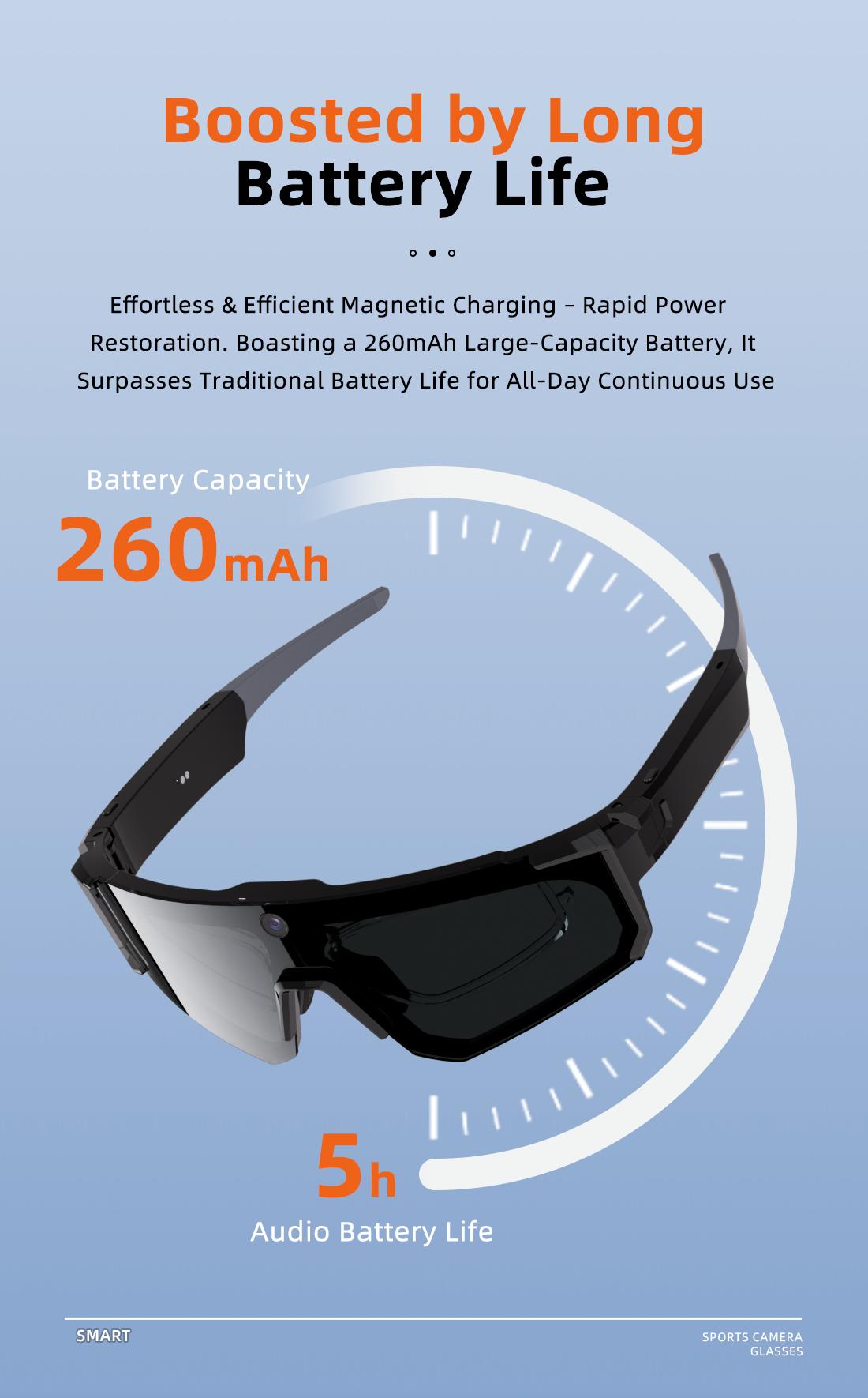 AI Smart Sports Camera Glasses: 2K Video/Photo + 260mAh Long Battery + HD Calls | Waterproof for Cycling/Skiing/Hiking | Easter gift