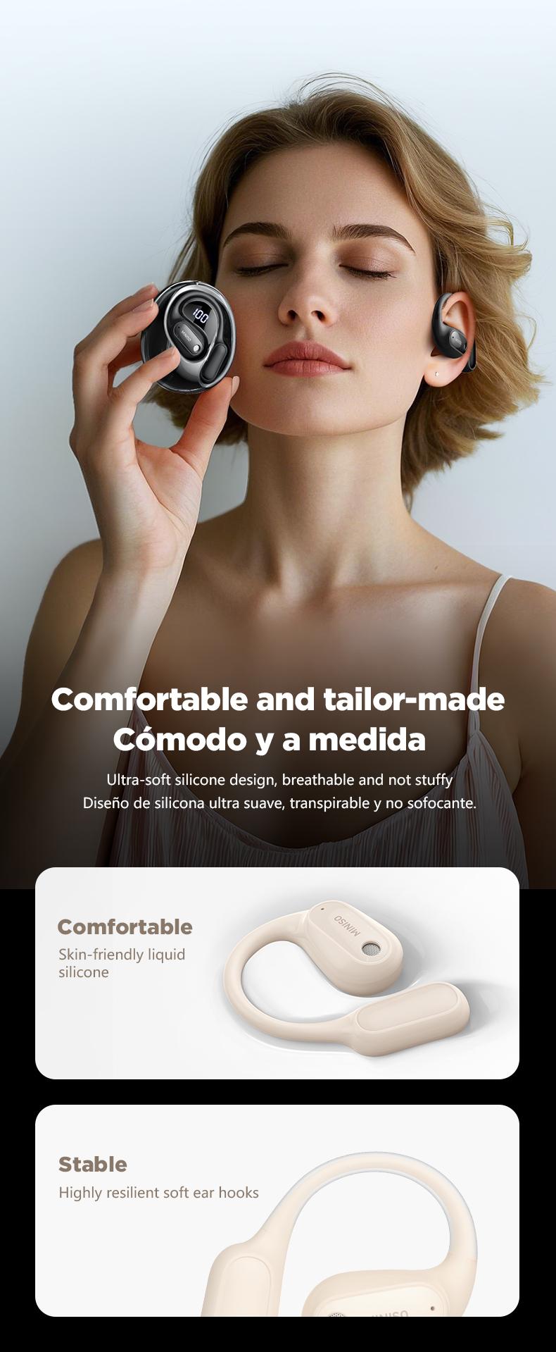 MINISO MS190 Wireless Headphones Bluetooth 6.0 Sport Earphone Built-in Microphone HIFI Sound Quality Earbuds