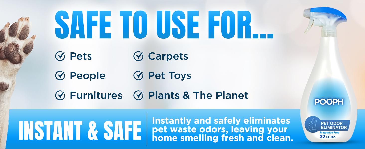 POOPH® Pet Odor Eliminator – 32 fl oz Bottle – Organic, NO Fragrances, NO Harsh Chemicals – Fast, Safe and Effective, Works On-Contact! For Home, Auto, Upholstery, Furniture – Safe for Pets & People