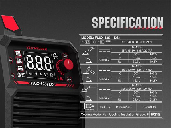 YESWELDER FLUX-135PRO 110V 135Amp Flux Core MIG Welder with LYG-L600A Welding Helmet | Gasless MIG/Lift TIG/Stick 3-in-1 Digital Display Welding Machine YESWELDER FLUX-135PRO 110V 135Amp Flux Core MIG Welder with LYG-L600A Welding Helmet | Gasless MIG/Lift TIG/Stick 3-in-1 Digital Display Welding Machine