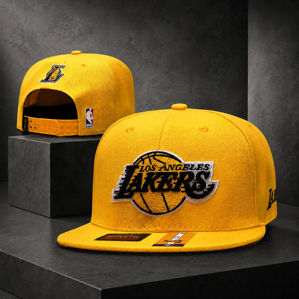 Los Angeles Lakers Snapback Baseball Cap Multi-Color Variant Grid | Flat Brim Hat | Unisex Streetwear NBA Sports Fan Apparel