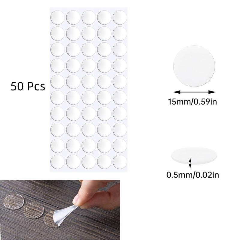 Double Sided Adhesive Dots Clear Sticky Tack Tape Removable Stickers Acrylic Round Putty Waterproof Sticky Dot for Balloon Craft DIY Art Office Supplies (15mm, 50)