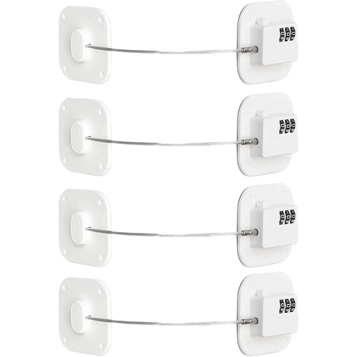 4Pcs Cabinet Locks with Combination,Drawer Lock,Teenagers Proof Refrigerator Lock,Boys and Girls Safety Locks for Cabinets (White)