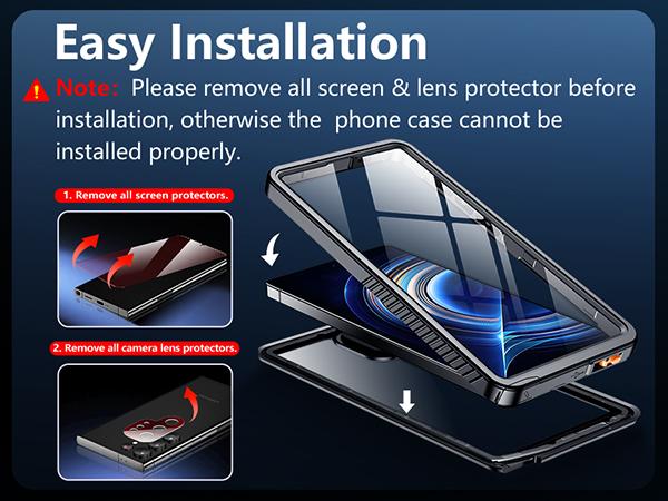 Temdan Designed for Samsung Galaxy S25Ultra/S25/S24Ultra/S24Plus/S24/S23Ultra/S22Ultra Case Waterproof, Built-in Lens & Screen Protector Military Shockproof Dropproof IP68 Underwater Full Body Phone Case-Black (2026)